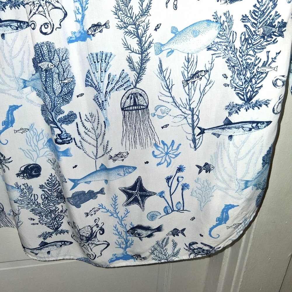 Jane + Delancey Womens Blue Sea Life Print Rayon Button Down Shirt Size Medium - Picture 16 of 16